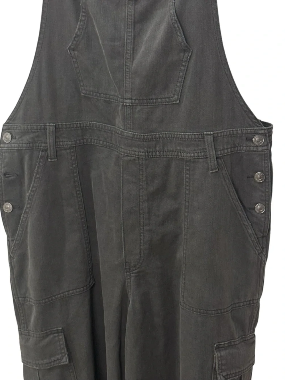 Aerie Wide-Leg Denim Cargo Overalls in black color women’s size XL